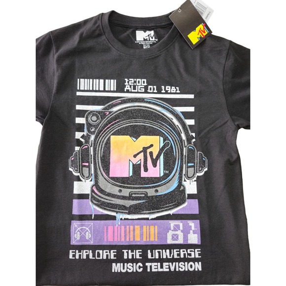 MTV Black Short Sleeve Graphic Tee-Shirt Adult Size Small ☆BNWT☆Music Television - Picture 5 of 8